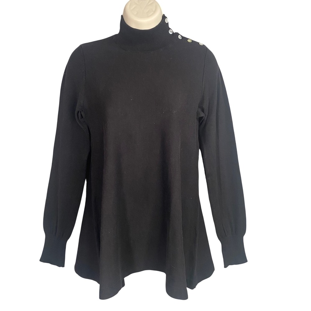 525 America Black Turtleneck Sweater Size Small Cashmere Blend Old Money Capsule